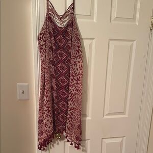 Maurices Maroon Spaghetti Strap Asymmetrical Sundress